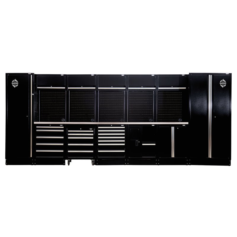 BUNKER® 25 Piece Modular Storage Combo with Stainless Steel Worktop 4915mm