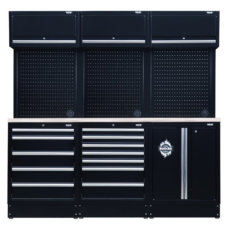 BUNKER® 14 Piece Modular Storage Combo with Stainless Steel Worktop 2040mm