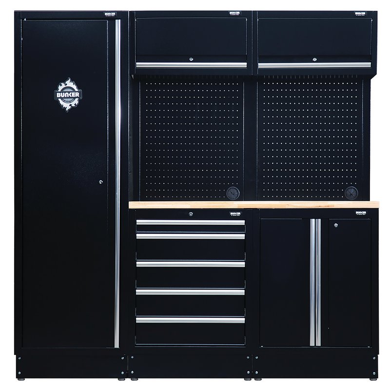 BUNKER® 11 Piece Modular Storage Combo with Hardwood Worktop, 1960mm