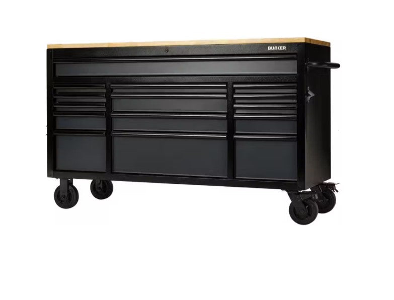 BUNKER® 15 Drawer Workbench Roller Tool Cabinet, 61"