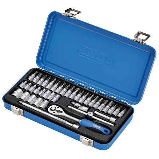 Metric Socket Set in Metal Case, 1/4" Sq. Dr. (38 Piece)