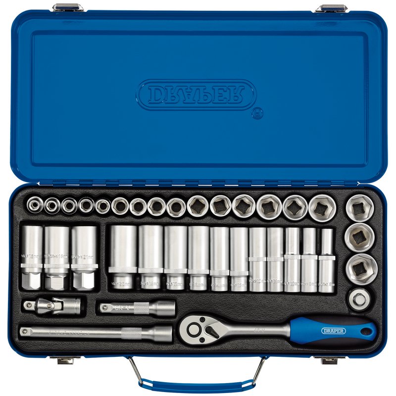 Metric Socket Set, 3/8" Sq. Dr. (37 Piece)