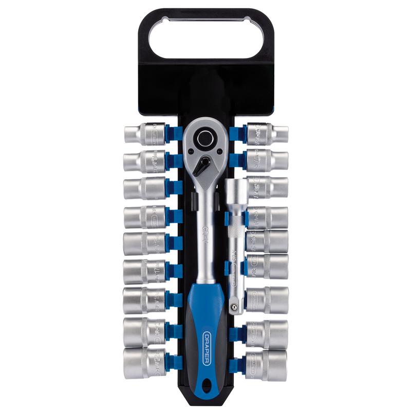 Combined MM/AF Socket and Ratchet Set, 1/2" Sq. Dr. (20 Piece)