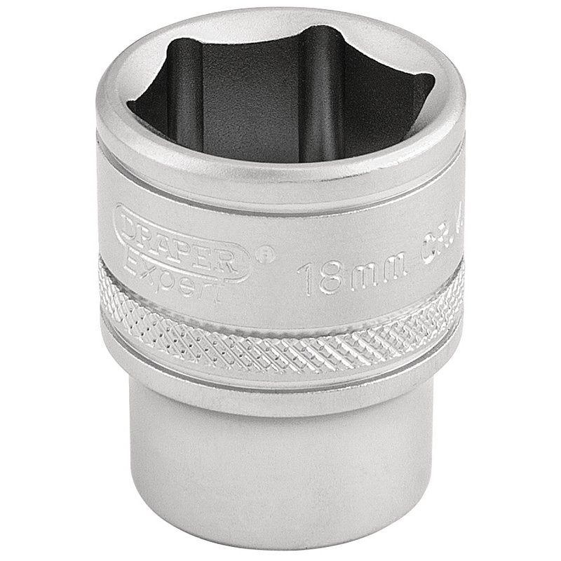Draper Expert 6 Point Metric Socket, 3/8" Sq. Dr., 18mm