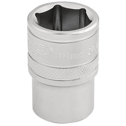 Draper Expert 6 Point Metric Socket, 1/2" Sq. Dr., 18mm