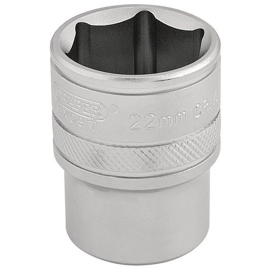 Draper Expert 6 Point Metric Socket, 1/2" Sq. Dr., 22mm