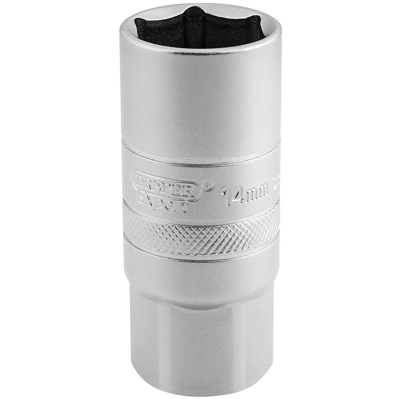 Draper Expert 14mm Thread 6 Point Satin Chrome Spark Plug Socket, 1/2" Sq. Dr., 21mm