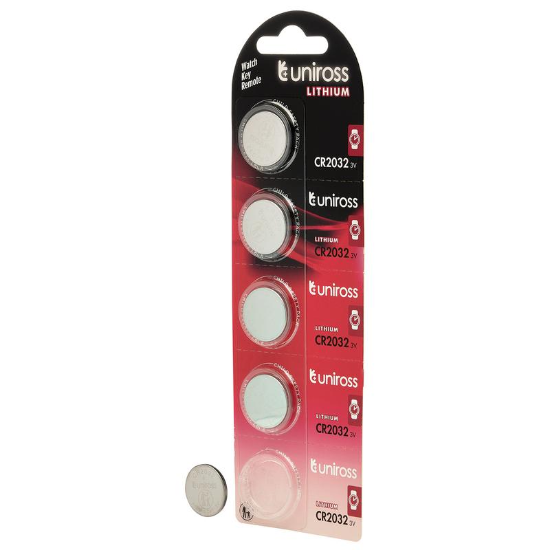 Uniross Lithium Coin Cell CR2032 Batteries (Pack of 5)