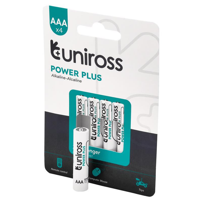 Uniross LR03 AAA Power Plus Alkaline Batteries (Pack of 4)