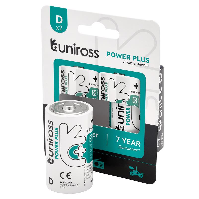 Uniross LR20 D Power Plus Alkaline Batteries (Pack of 2)