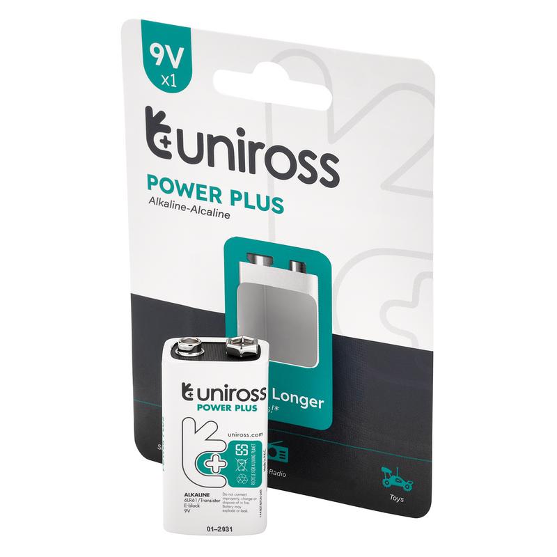 Uniross 6LR61 9V Power Plus Alkaline Battery