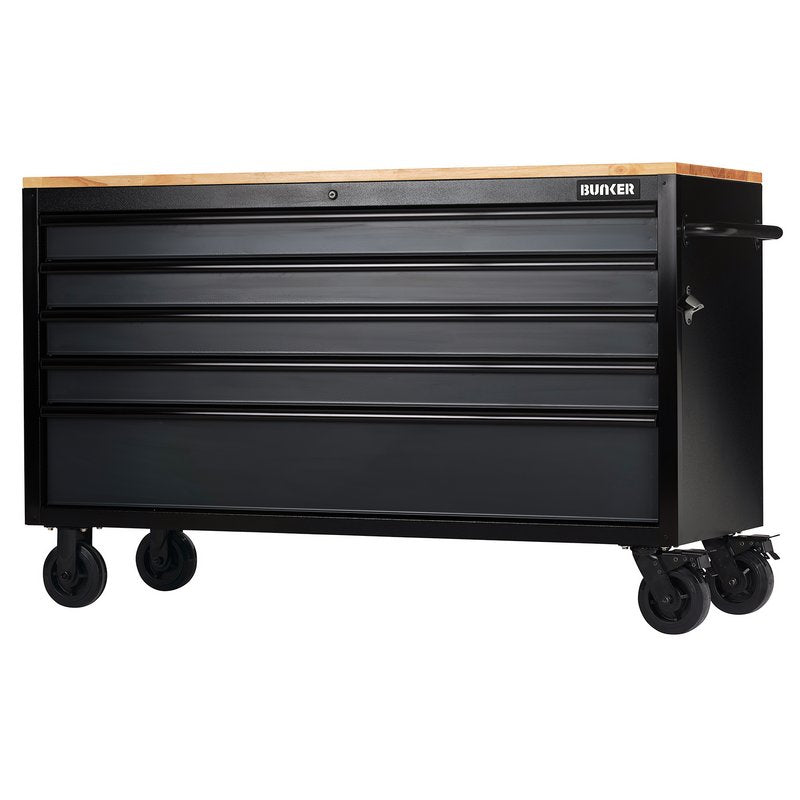 BUNKER® 5 Drawer Workbench Roller Tool Cabinet, 61", Grey