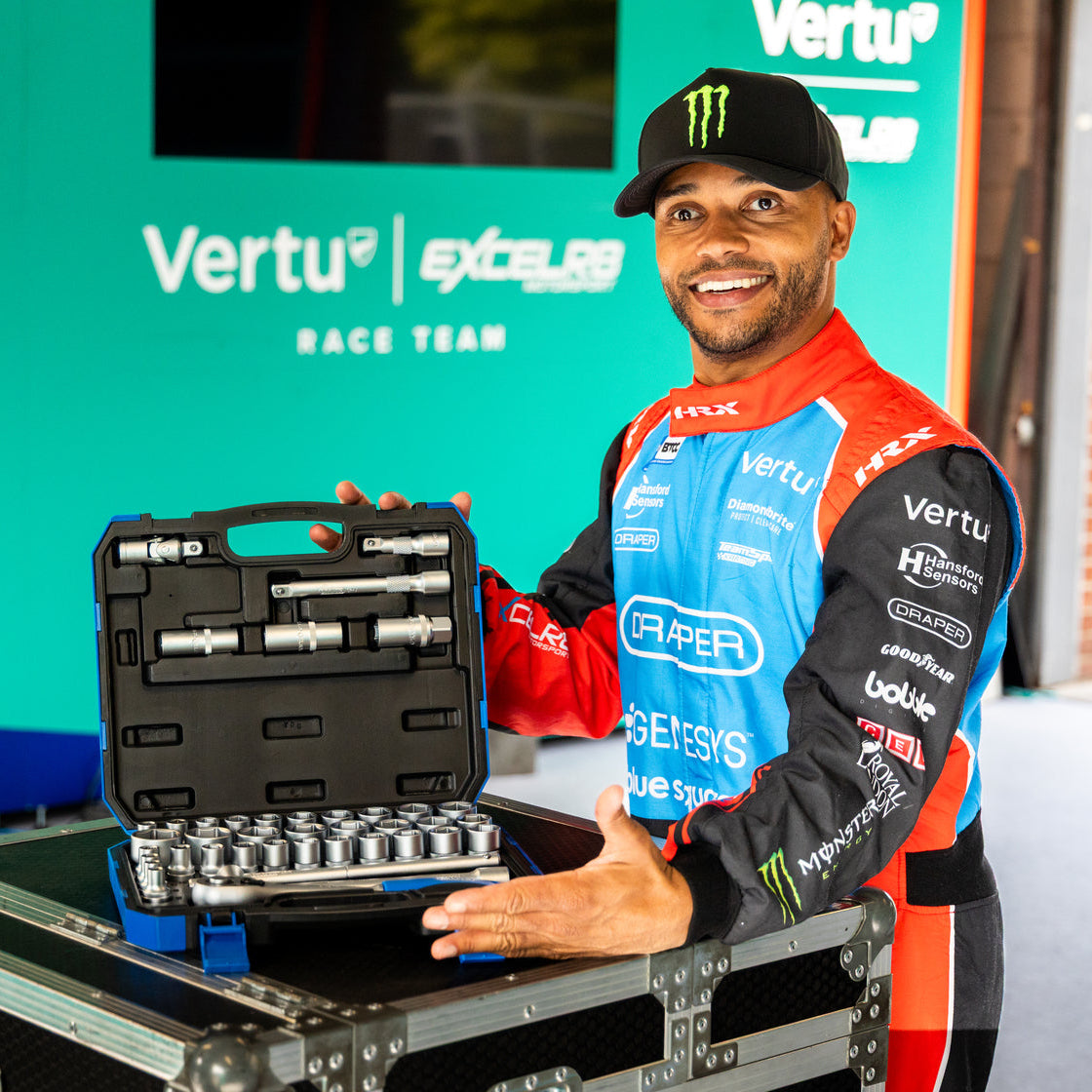 Nic Hamilton holding the socket set of the Draper Expert Mechanics Tool Kit