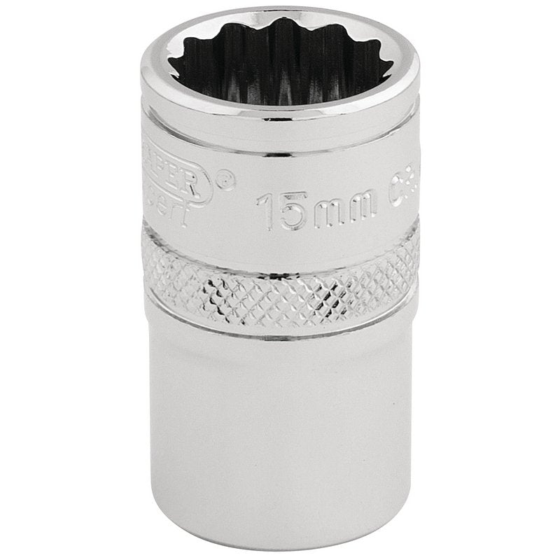 Draper Expert HI-TORQ® 12 Point Socket, 1/2" Sq. Dr., 15mm
