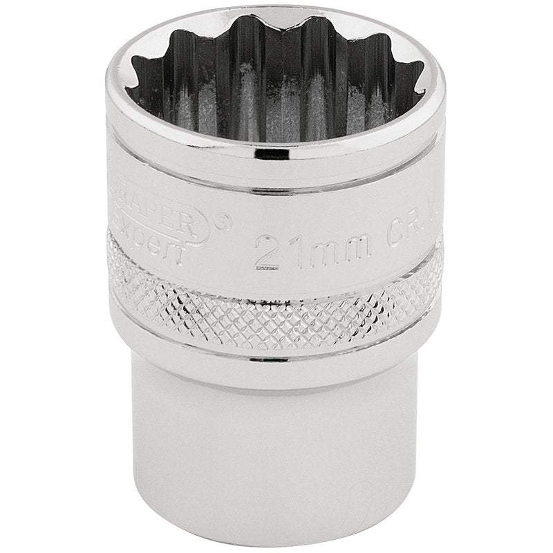 Draper Expert HI-TORQ® 12 Point Socket, 1/2" Sq. Dr., 21mm