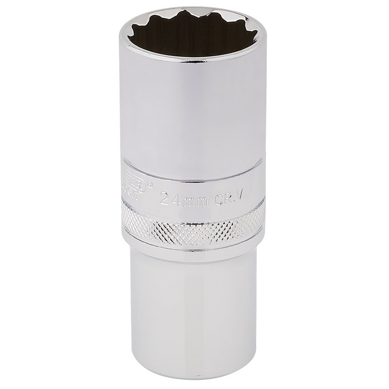 Draper Expert HI-TORQ® 12 Point Deep Socket, 1/2" Sq. Dr., 24mm