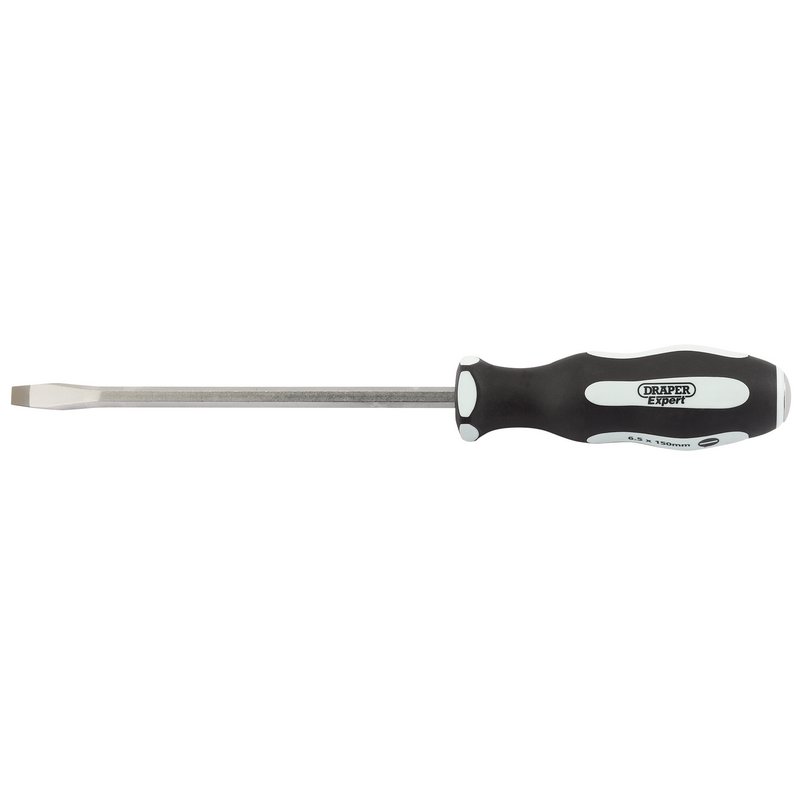 Draper Expert 'Pound Thru' Plain Slot Soft Grip Screwdriver, 6.5 x 150mm
