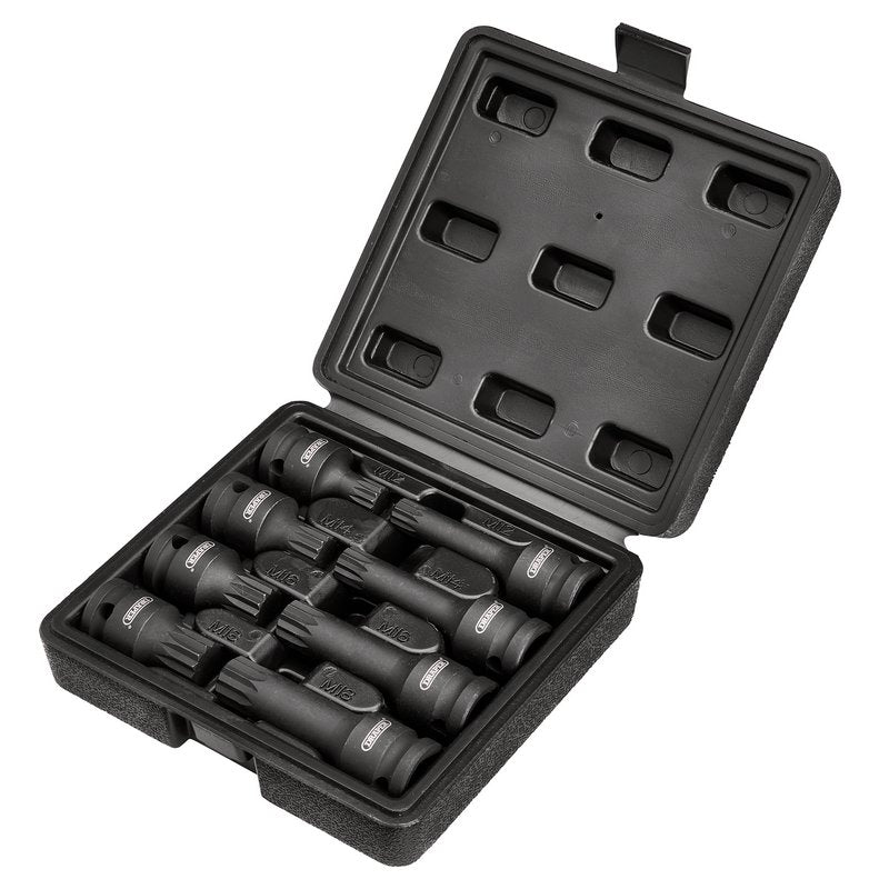 Tamper Proof Impact Spline Set, 1/2" Sq. Dr. (8 Piece)