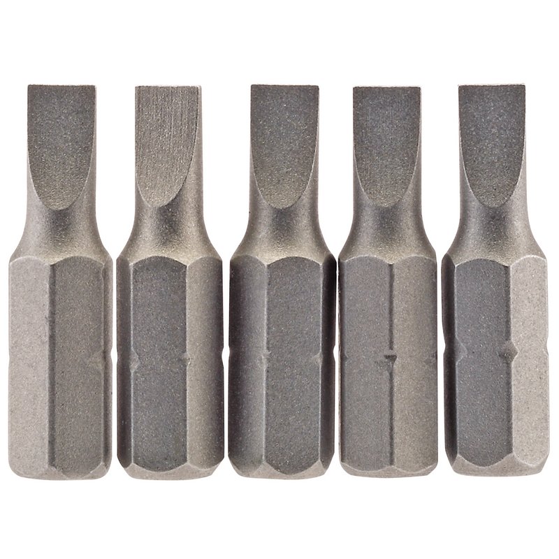 Plain Slot Insert Bit, 4.5 mm, 1/4" Hex, 25mm Long (Pack of 5)