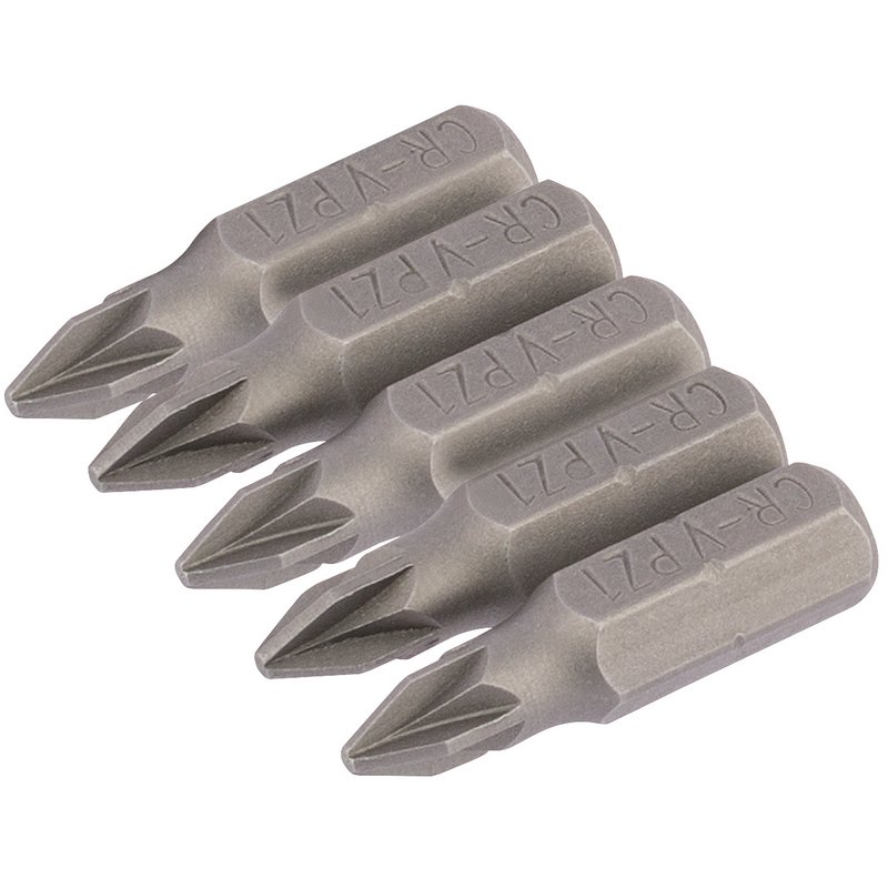 PZ Type Insert Bit, No.1 x 25mm, 1/4" Hex (Pack of 5)