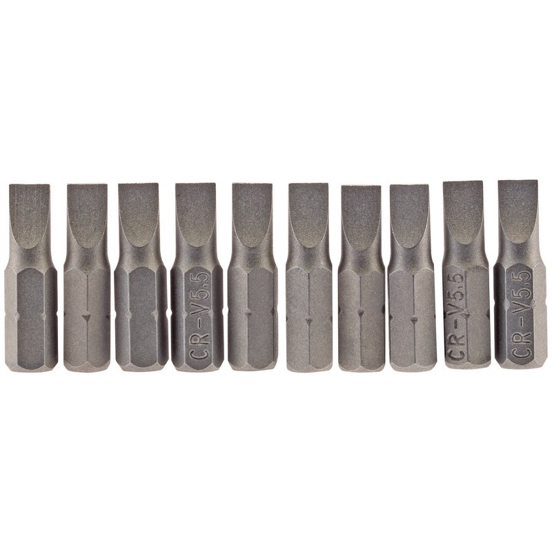 Plain Slot Insert Bit, 5.5mm, 1/4" Hex, 25mm Long (Pack of 10)