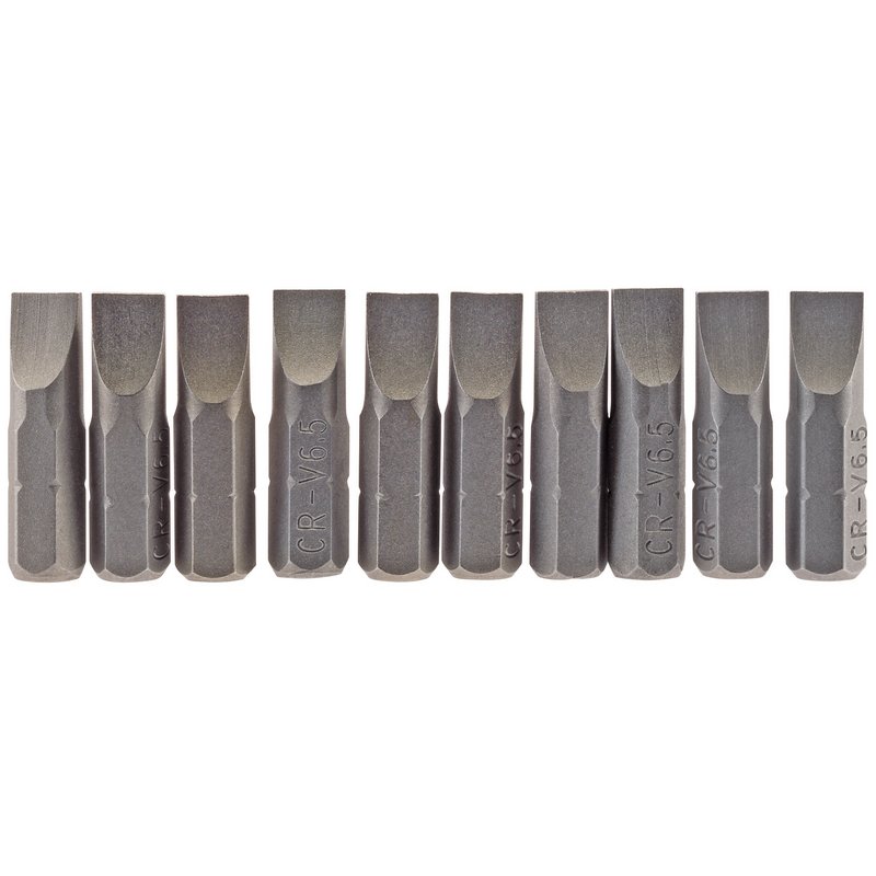 Plain Slot Insert Bit, 6.5mm, 1/4" Hex, 25mm Long (Pack of 10)