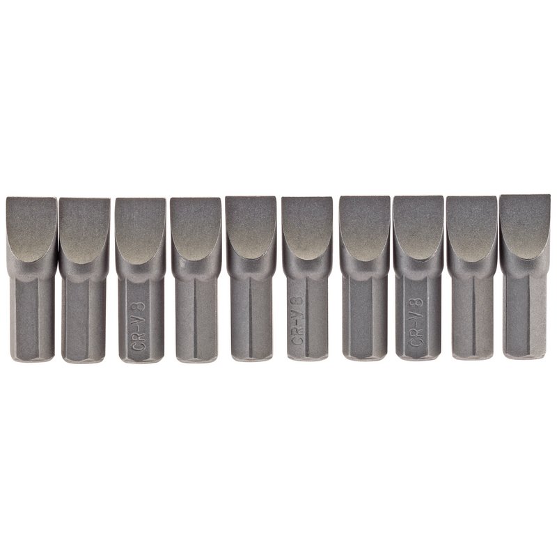 Plain Slot Insert Bit, 8mm, 1/4" Hex, 25mm Long (Pack of 10)