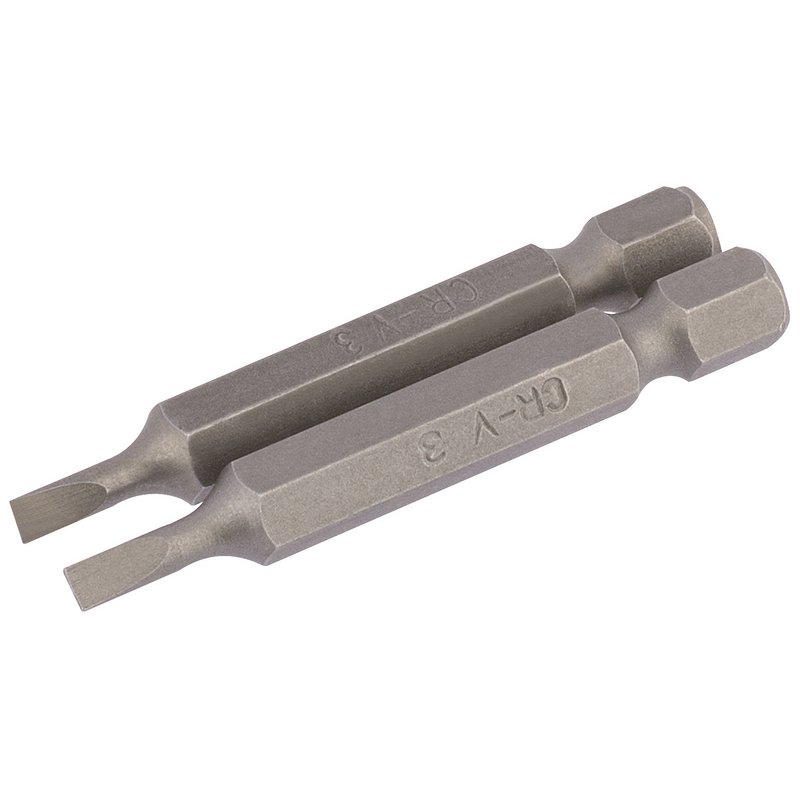 Plain Slot Insert Bit, 3mm, 1/4" Hex, 50mm Long (Pack of 2)