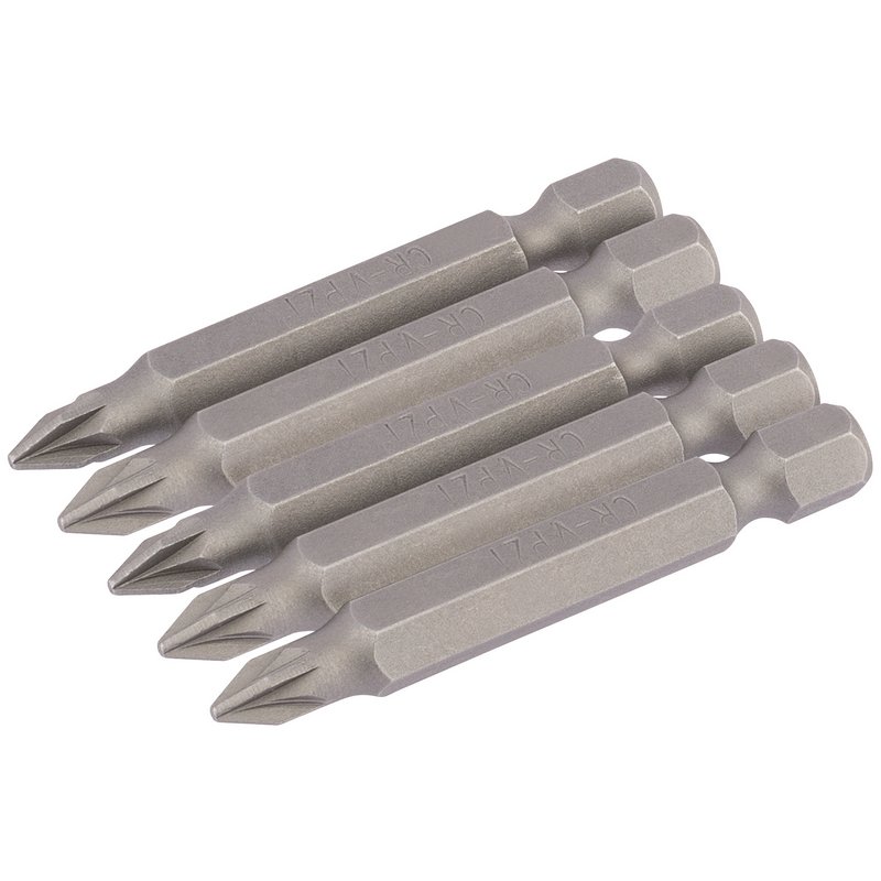 PZ Type Insert Bit, 1/4" Hex, 50mm Long, No.1 (Pack of 5)