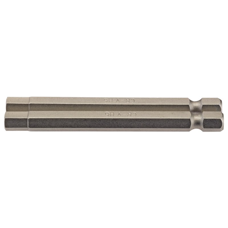 Hexagonal Insert Bit, 6mm, 1/4" Hex, 75mm Long (Pack of 2)
