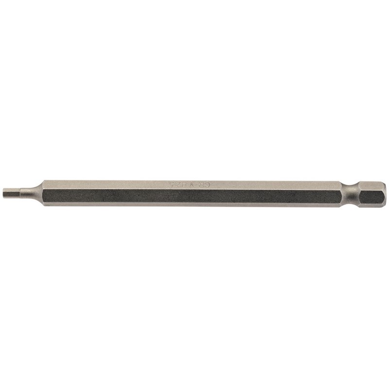 Hexagonal Insert Bit, 2.5mm, 1/4" Hex, 100mm Long (Pack of 1)