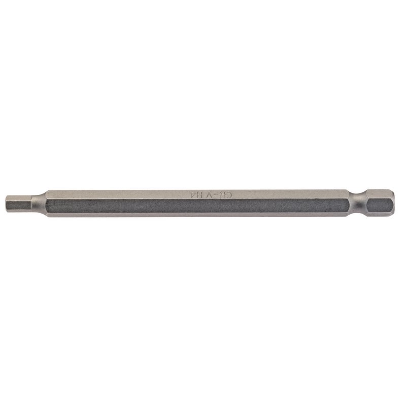 Hexagonal Insert Bit, 4mm, 1/4" Hex, 100mm Long (Pack of 1)