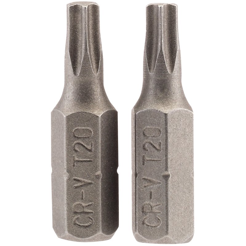 Draper TX-STAR® Insert Bit, 1/4" Hex, 25mm Long, T20 (Pack of 2)