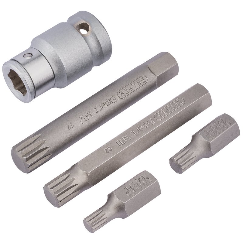 Draper Expert Spline Bit Set, 1/2" Sq. Dr. (5 Piece)