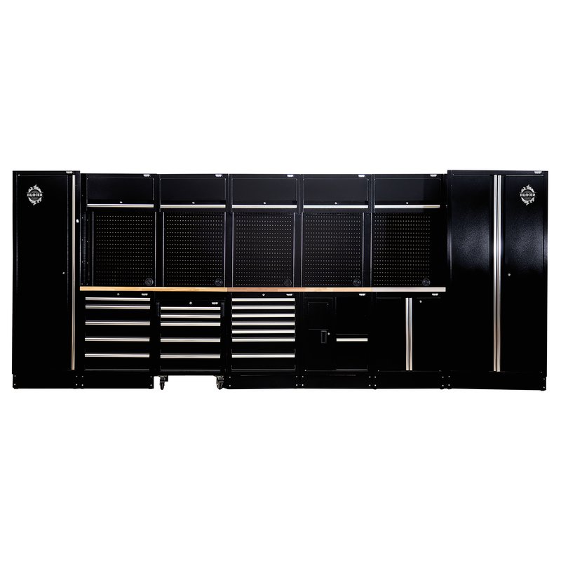BUNKER® 25 Piece Modular Storage Combo with Sink and Hardwood Worktop, 4915mm