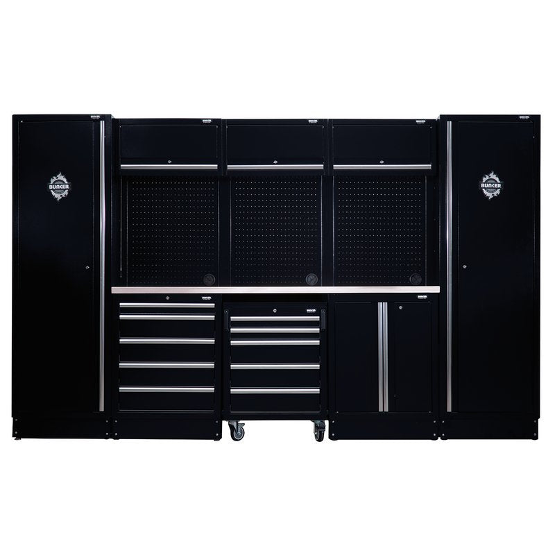 BUNKER® 16 Piece Modular Storage Combo with Stainless Steel Worktop, 3240mm