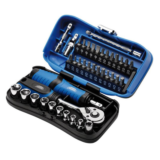 Draper Expert Socket and Bit Set, 1/4" Sq. Dr. (39 Piece)