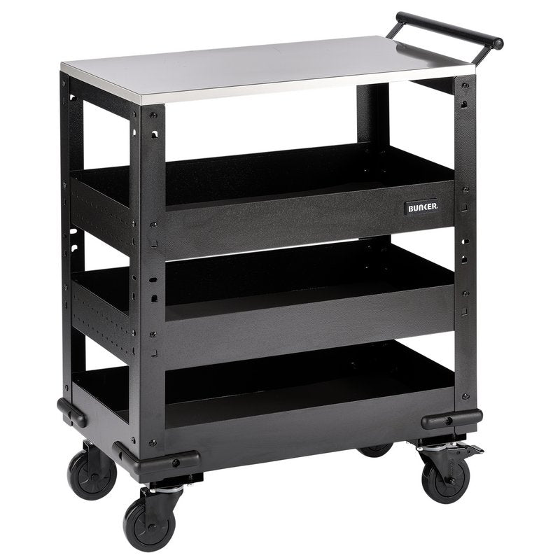 BUNKER® 3 Tier Trolley with Pull Handle and Stainless Steel Worktop, 714mm