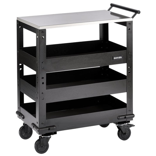 BUNKER® 3 Tier Trolley with Pull Handle and Stainless Steel Worktop, 714mm