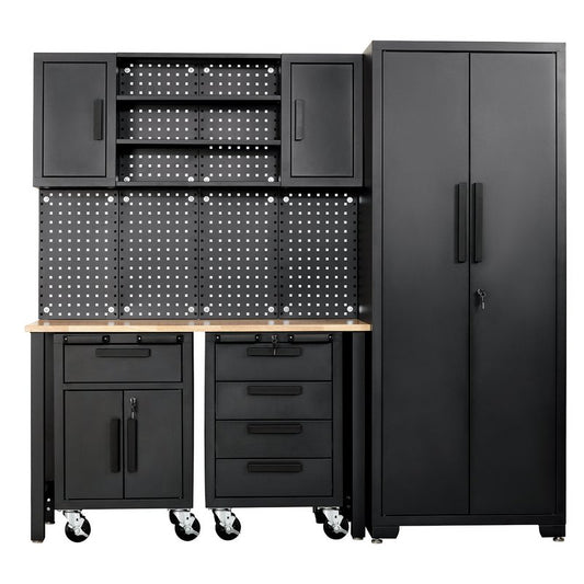 Single Garage Workstation with Roller Cabinets