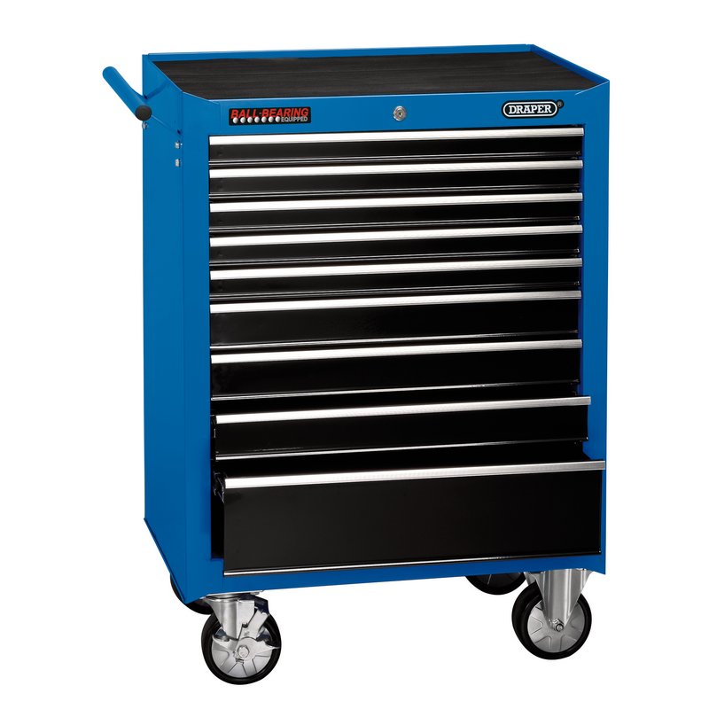 Roller Tool Cabinet, 9 Drawer, 26", Blue