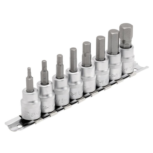 Draper Expert Metric Hex. Socket Bit Set, 3/8" Sq. Dr., 48mm (8 Piece)