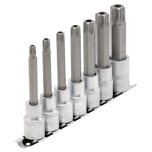 Draper Expert TX-STAR® Security Socket Bit Set, 1/2" Sq. Dr., 100mm (7 Piece)