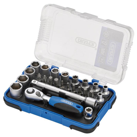 Metric Socket Set, 1/4" Sq. Dr. (25 Piece)