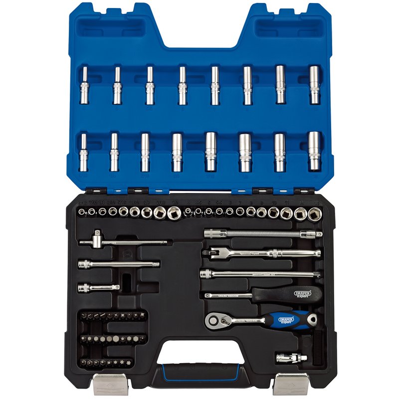 Draper Expert MM/AF Combined Socket Set, 1/4" Sq. Dr. (75 Piece)