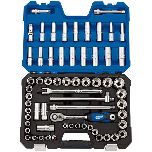 Draper Expert MM/AF Combined Socket Set, 1/2" Sq. Dr. (63 Piece)