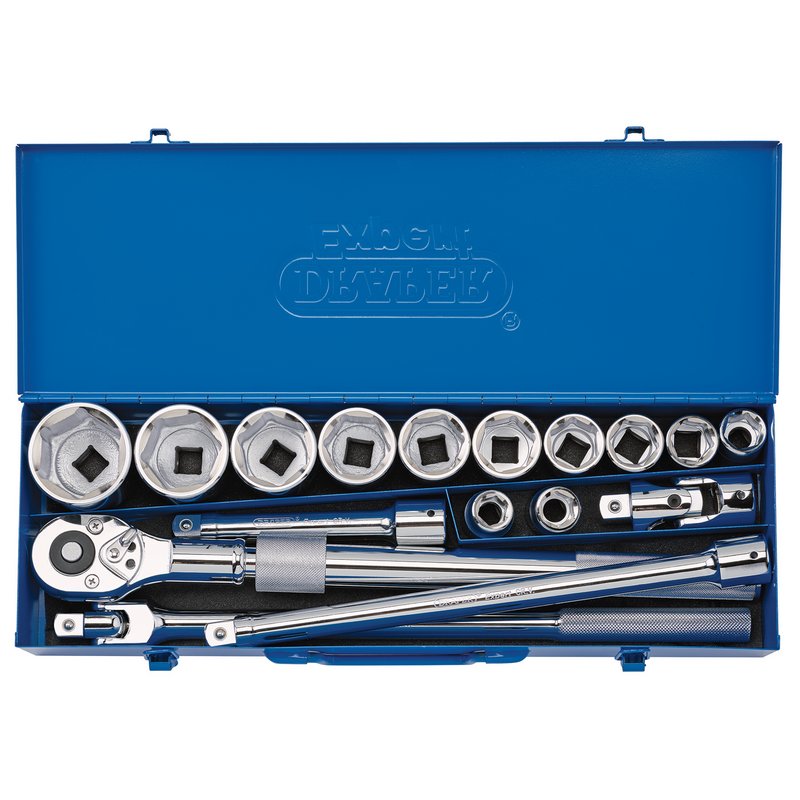 Draper Metric Socket Set in Metal Case, 3/4" Sq. Dr. (17 Piece)
