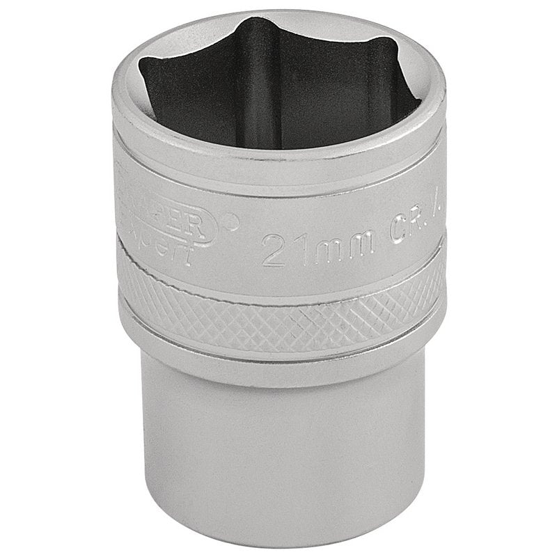 Draper Expert 6 Point Metric Socket, 1/2" Sq. Dr., 21mm