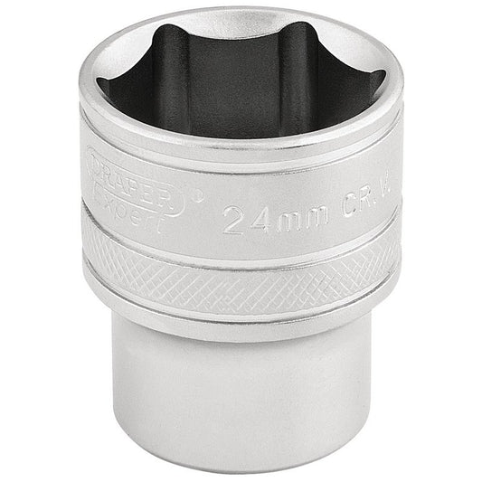 Draper Expert 6 Point Metric Socket, 1/2" Sq. Dr., 24mm