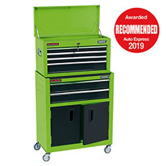 Combined Roller Cabinet and Tool Chest, 6 Drawer, 24", Green